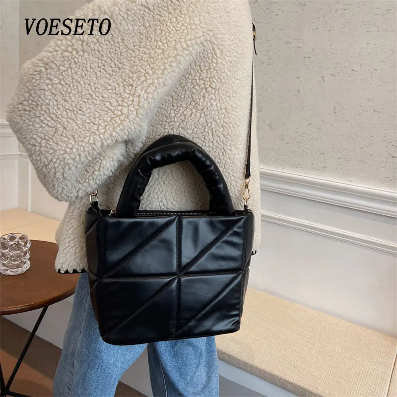 

Женская Хлопковая Сумка Za в стиле ретро, Портативные Простые пуховые сумки, новинка 2021, женская сумка-мессенджер через плечо с прострочкой в...