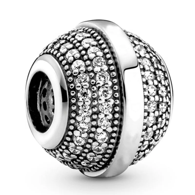 

Оригинальные подвески, серебряные подвески, сверкающие бусины с логотипом и шариком с кристаллом, подходит для браслета Pandora, ювелирные изд...