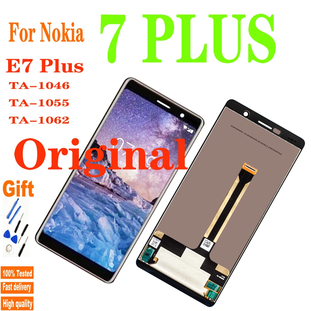 Pantalla LCD t&aacute;ctil para m&oacute;vil, montaje de digitalizador de repuesto para Nokia 7 Plus, N7Plus, TA-1046, TA-1055, TA-1062, 6,0 pulgadas-0