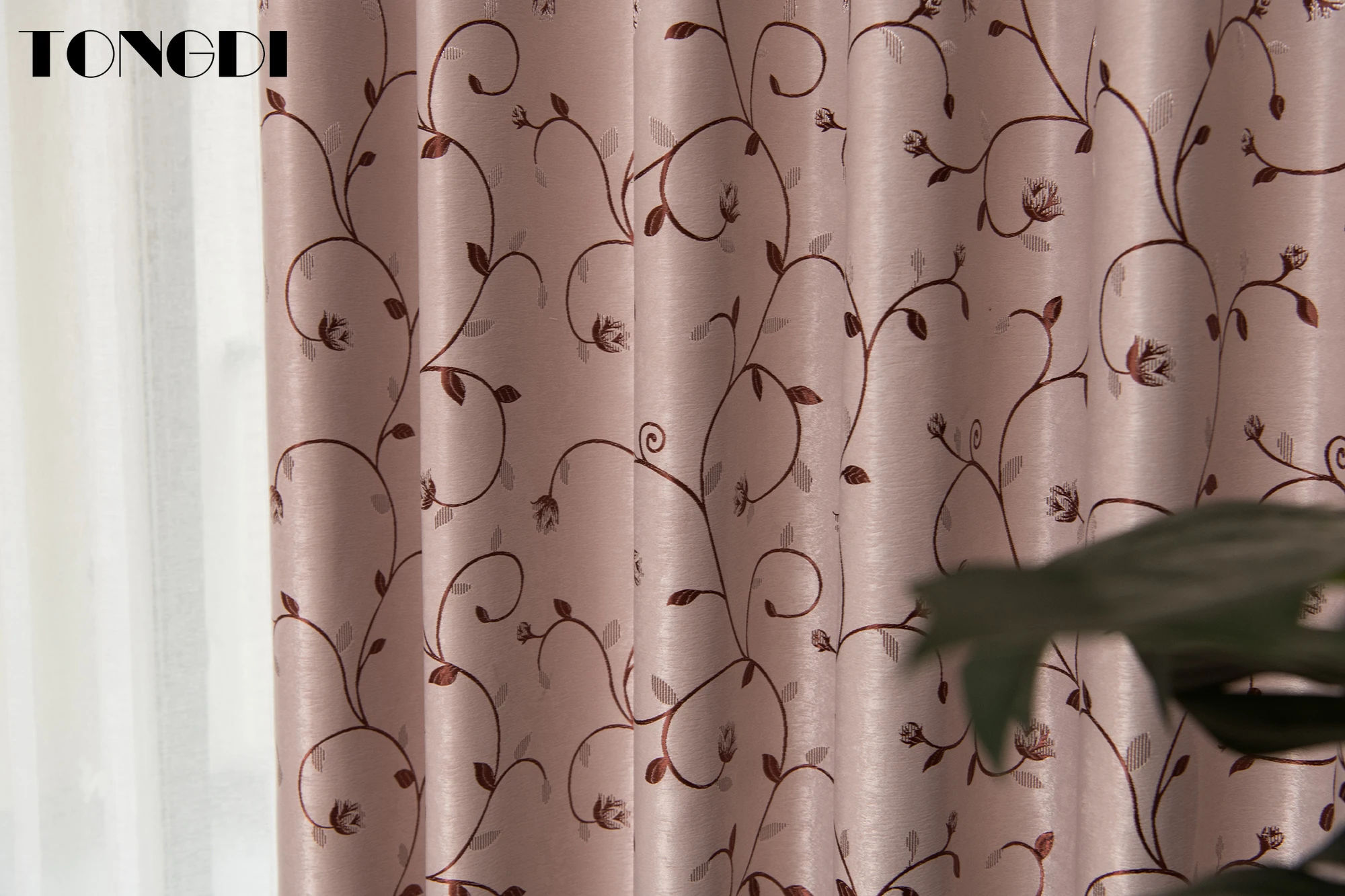Плотные Занавески TONGDI современные волнистые листья утолщенные элегантные