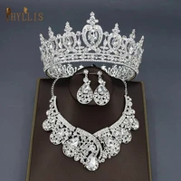 a51 gorgeous crystal bridal jewelry sets bride tiara crowns earring necklace wedding jewelry accessories baroque dubai jewelry
