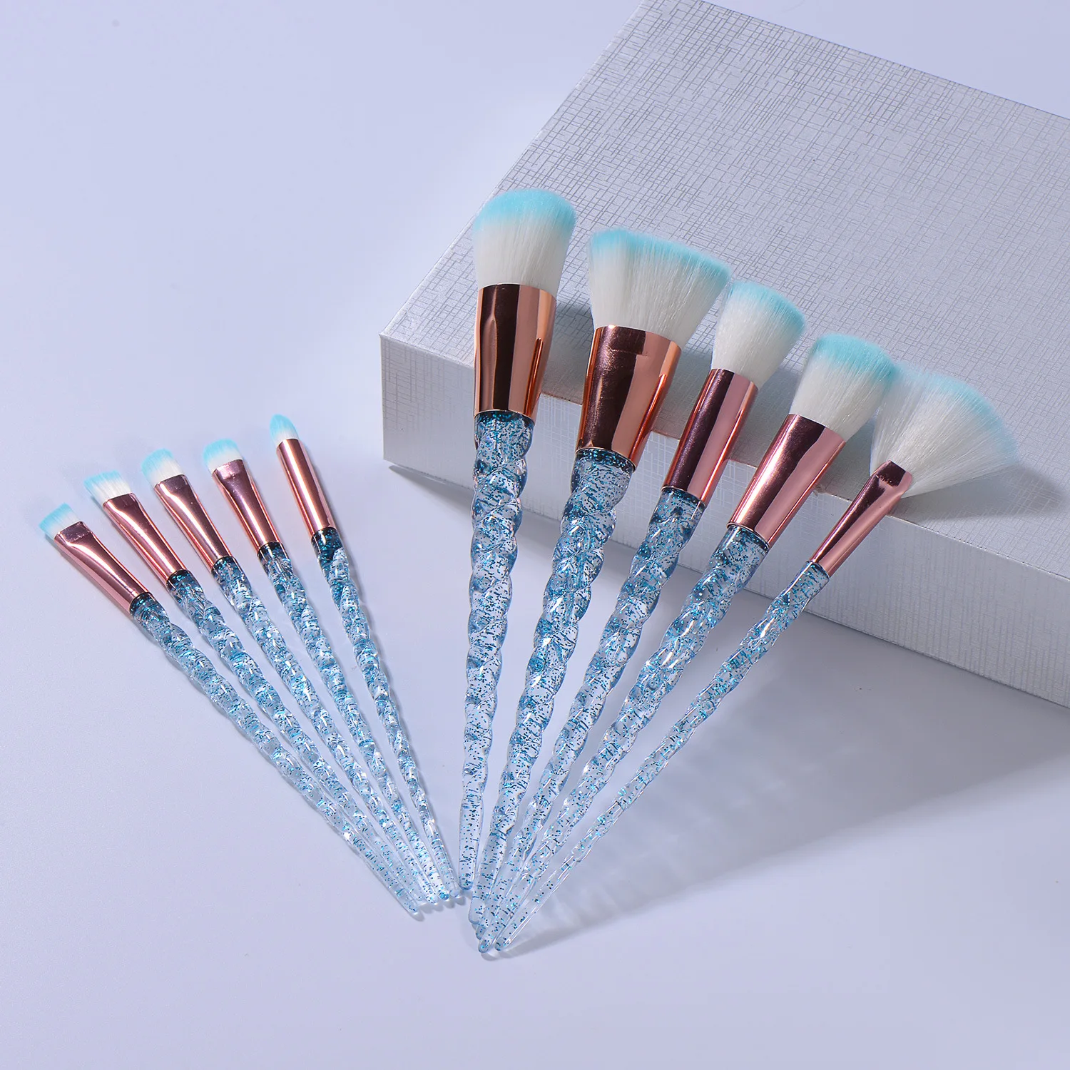

10pcs/set Makeup Brushes Unicorn Set Blue Foundation Powder Cosmetics Blush Eyeshadow Women Beauty Glitter Make Up Brush Tools