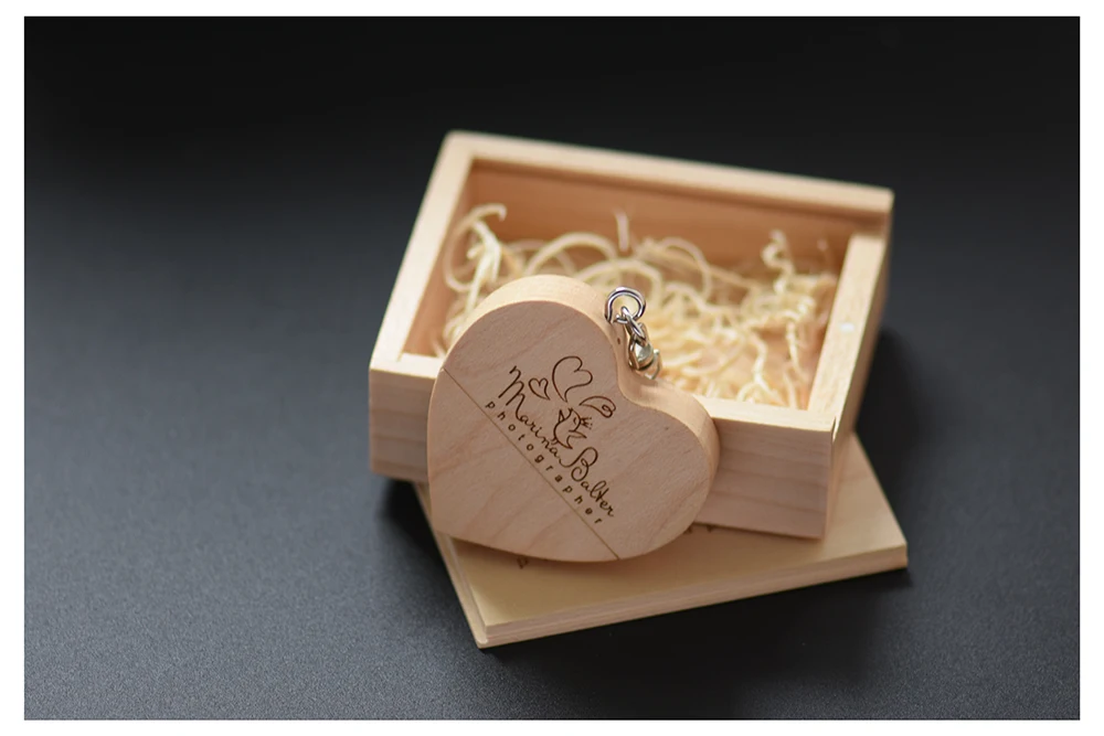 JASTER деревянное сердце USB+ Подарочная коробка флеш-диск USB 2,0 pendrive 4GB 8GB 16GB 32GB 64GB(более 10 шт бесплатный логотип) фотография свадьба