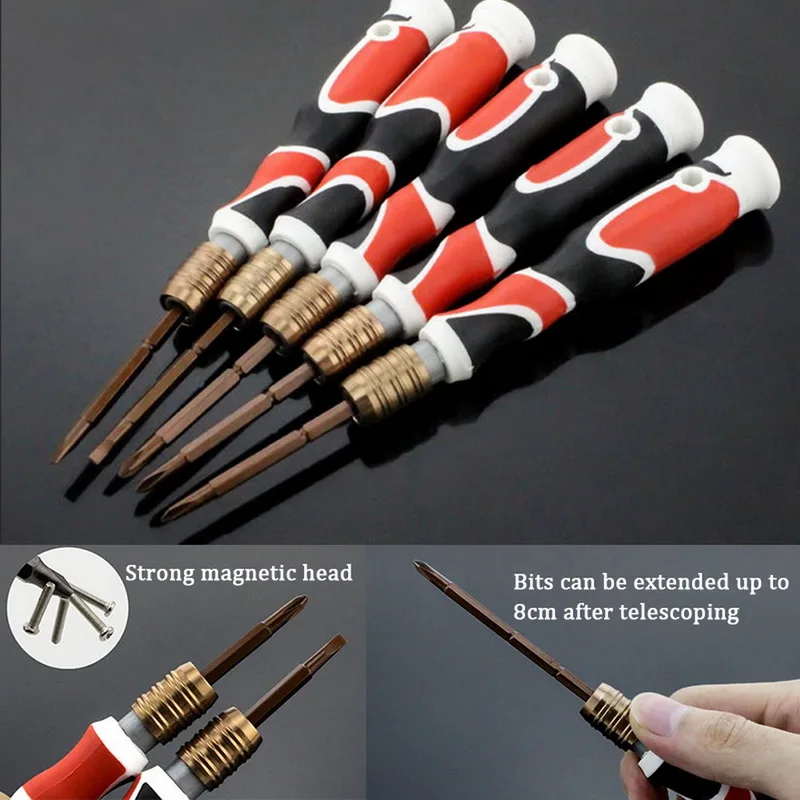 

4mm Adjustable Dual Purpose Screwdriver with Phillips and Slotted for Office / Home Use for Home Repair Replaceable screwdriver
