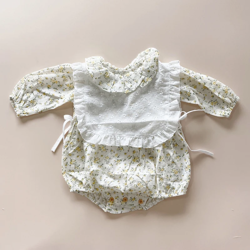 Весна 2020 корейский стиль боди для новорожденных девочек цветочный принт оборки