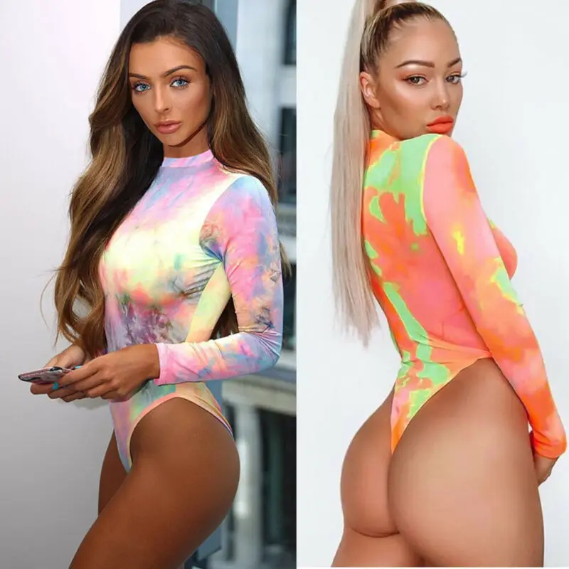 Женский боди с длинными рукавами цельный гимнастический купальник комбинезон