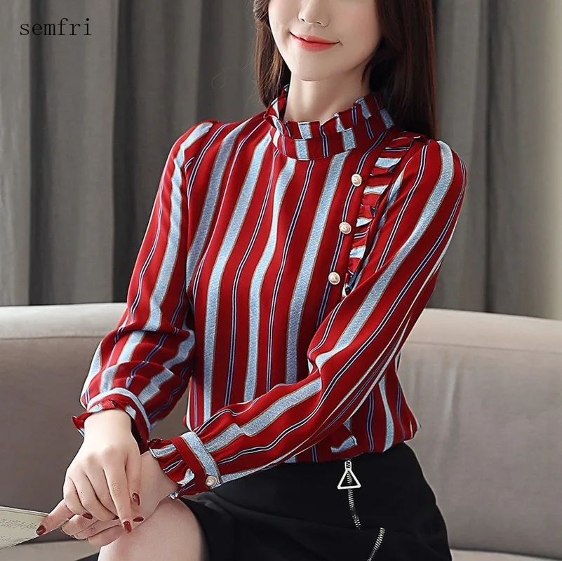 Шифоновая Офисная Женская рубашка Semfri весна осень 2020 новые модные топы в офисном