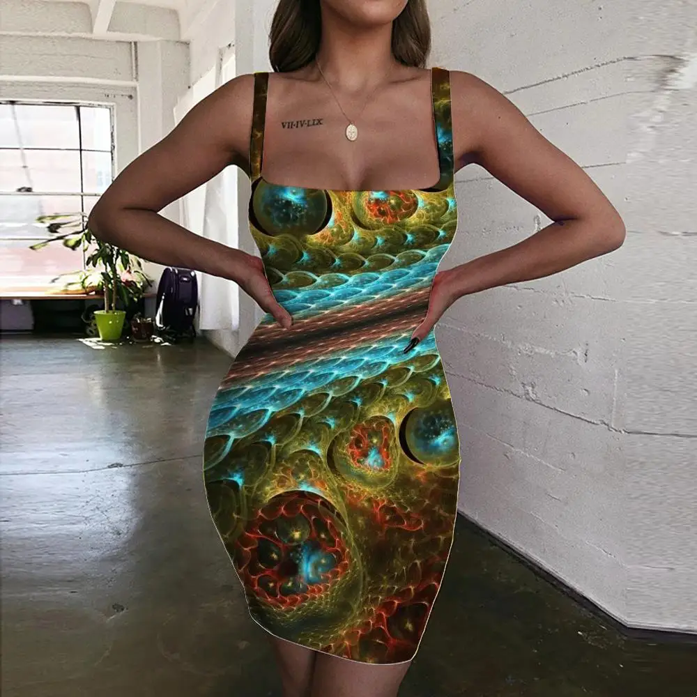 

Giyu Brand Colorful Dress Women Snake Skin Bodycon Dress Abstract Ladies Dresses Psychedelic Vestido Sexy Womens Clothing