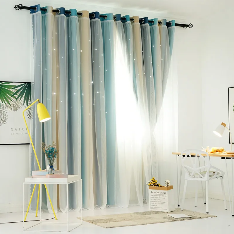 Затемняющие шторы в скандинавском стиле с градиентными полосками и полыми