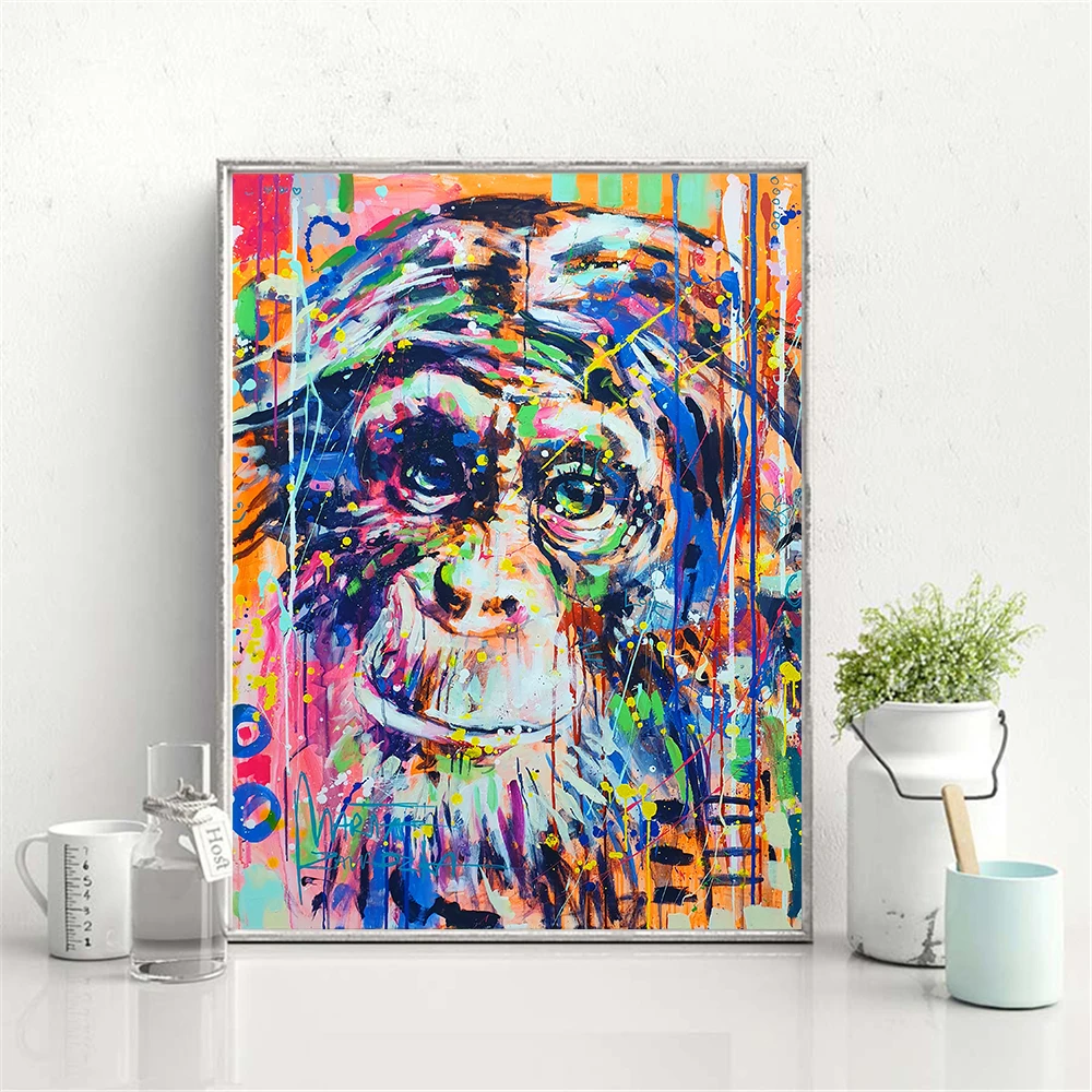 

Graffiti Cute Monkey Canvas Painting Colorful Printed Poster and Prints Painting Wall Pictures For Living Room Home Decorations