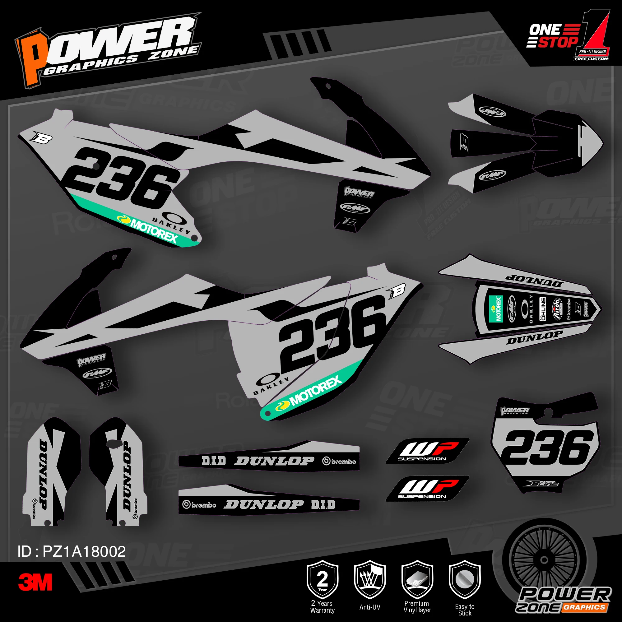 PowerZone на заказ футбольной команды Графика Фоны наклейки 3м комплект для KTM SX85 85 2018