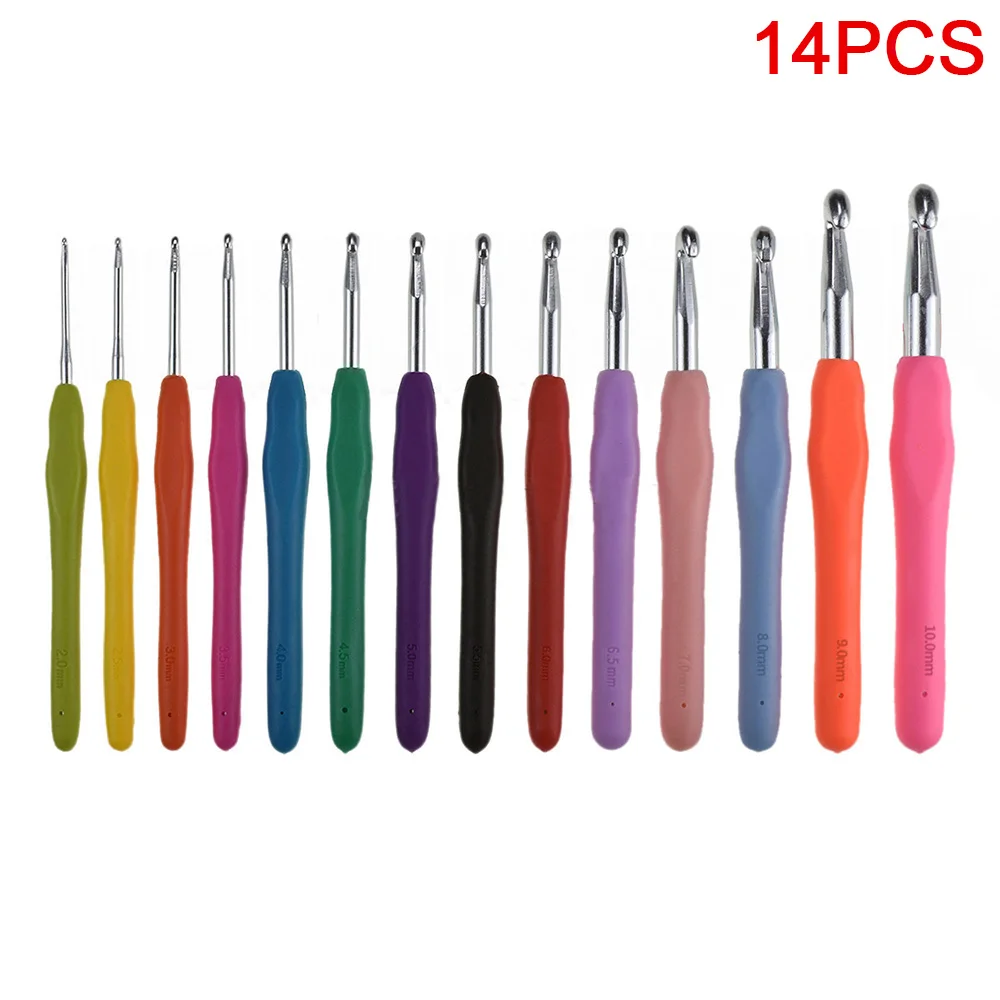 14 шт. набор спиц для вязания с алюминиевой ручкой|Швейные инструменты и