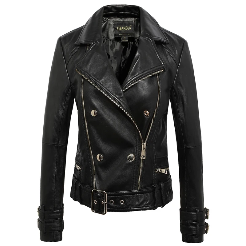 women Free shipping, fashion genuine leather jackets.plus size sheepskin jacket,soft street jacket.biker coat,black