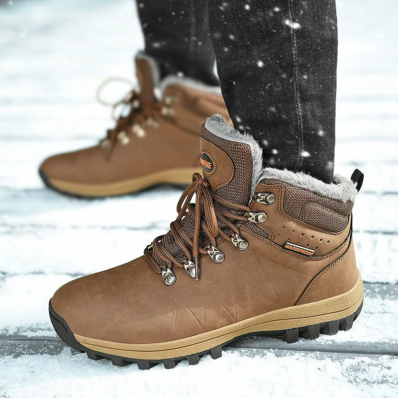 Winter Sneakers For Men Women High Top Outdoor Trekking Walking Hiking Sports Shoes Warm Plush Anti Skid Camping Snow Boots