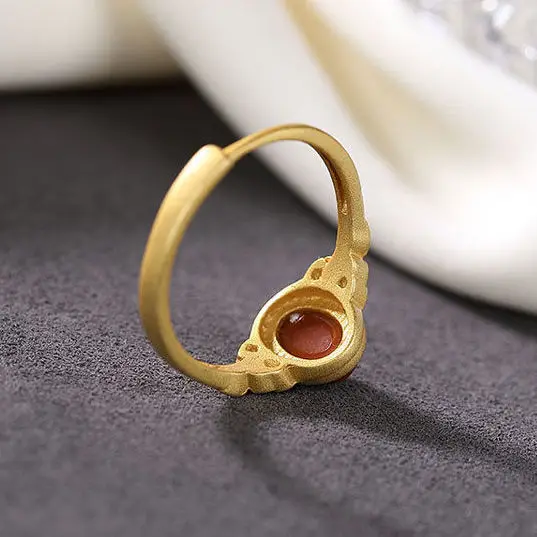 Серебряное инкрустированное натуральное регулируемое кольцо из Южного