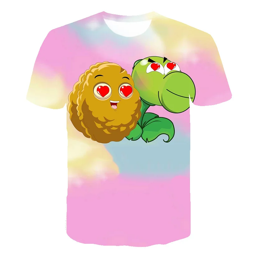 

kids Cartoon Game casual t-shirts 3d plants vs zombies 2021 new summer cute and funny t shirt o-neck boy girl all-match tops