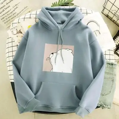 

CAIDA Women Hoodies Oversized Print Bears Pocket Sweatshirts Hoodies Autumn Harajuku Casual Korean Pullovers New Dropshipping