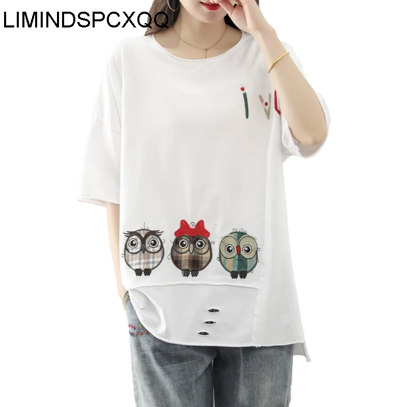 

LIMINDSPCXQQ Summer 2021 Fashion Tees Womens Short Sleeve T-shirt Ladies Holes Embroidery Tops Girls Casual Clothes Female