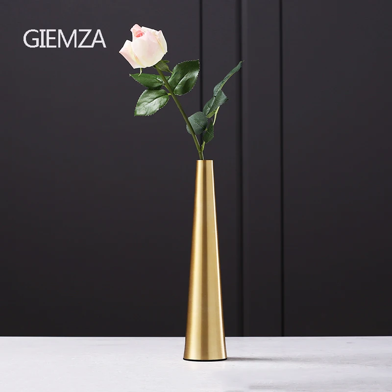 GIEMZA металлическая ваза, трубы, металлическая настольная ваза из нержавеющей стали, Золотая трубка, вазы для красоты, Цветочный декор, Романтический инструмент