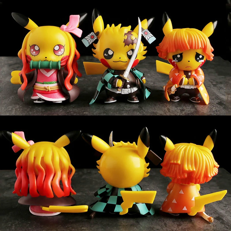 

Pokémon Figure Pikachu Cosplay Demon Ghost Slayer Movie Cartoon Anime Toys Decoration Car Home Surprise Doll Gifts For Kids