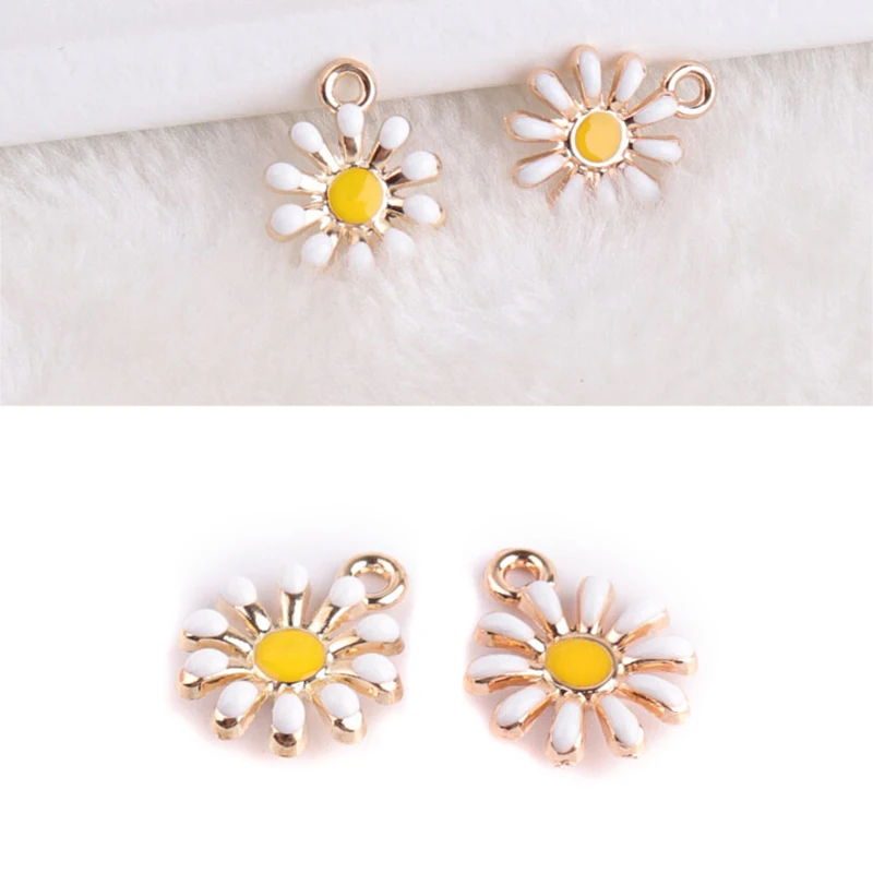 

10Pcs/Set Enamel Alloy Sunflower Shape Charms Pendant DIY Craft Jewelry Making