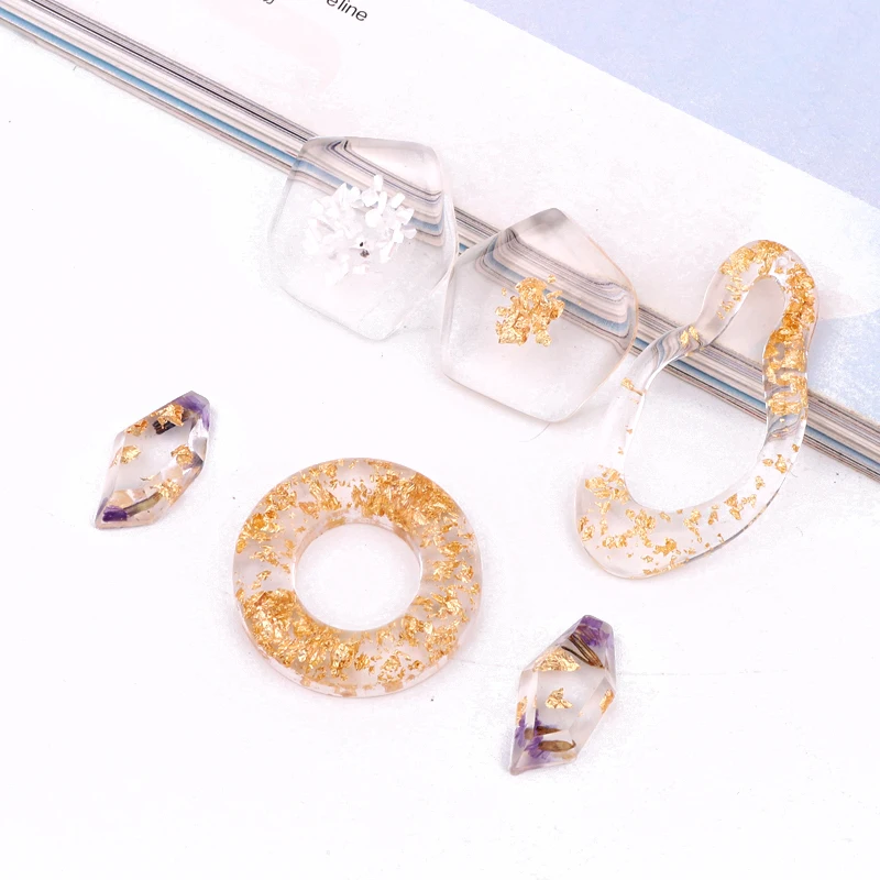 5 шт. ретро золотая фольга Прозрачные Серьги Украшения из смолы бусина Кабошон