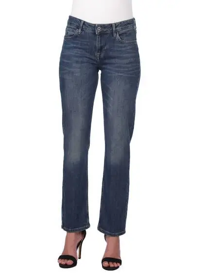 

Blue White Women Flat Cut Large Size Jean Pants