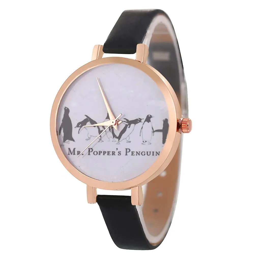 Элегантные женские часы модельные Пингвины с циферблатом кварцевые высокого