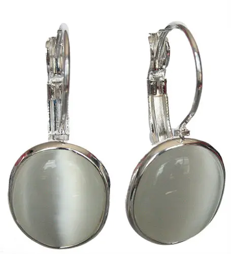 

new white opal 925 Solid Sterling Silver Leverback Earrings 1 1/10"