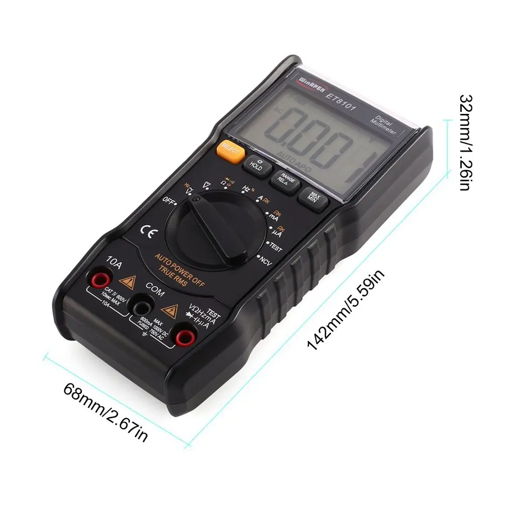 

ET8101 Digital Multimeter 5999 Counts True RMS AC/DC Volt Amp Ohm Capacitance Frequency NCV Diode Continuity Tester