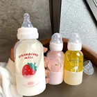 Бутылка для воды с рисунком фруктов, арбуза, гасса, соска, соломенная чашка, подходит для взрослых и детей, бутылка для молока, детская бутылочка для кормления