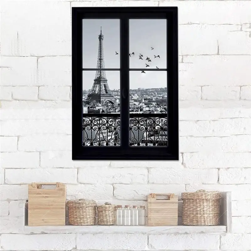 

1Pc Wall Decals Paris City Removable 3D Window Eiffel Tower Wall Stickers Art Decor Vinyl Decals for Mural Child Room Kids