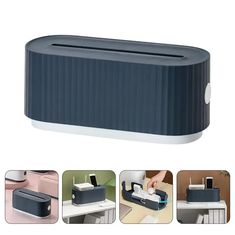 

1Pc Household Cable Box Desktop Power Cord Box Charging Cable Container (Blue)