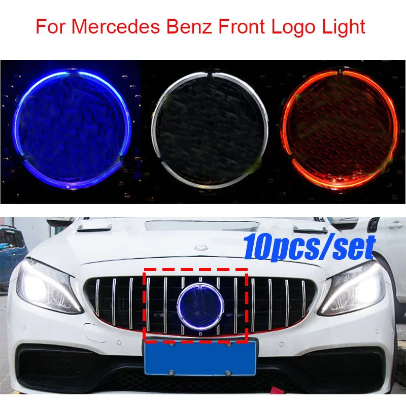 

10pcs/set 18.5cm Auto Head Front Logo LED Light Guide Headlights Daytime Light New Old year for A B E GL CL CLS GLK Class