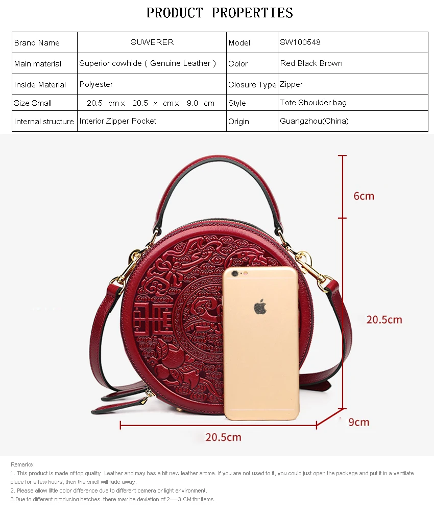 SUWERER Women Genuine Leather bag fashion cowhide Embossed bag luxury handbags women bags designer famous brand women bags