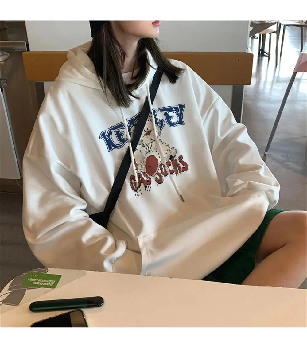 

Men Bear Couple Clothes Valentines Day Gift Kawaii Hoodies Women Long Sleeve Winter Clothes o Neck Sweatshirt Harajuku Tops 2021