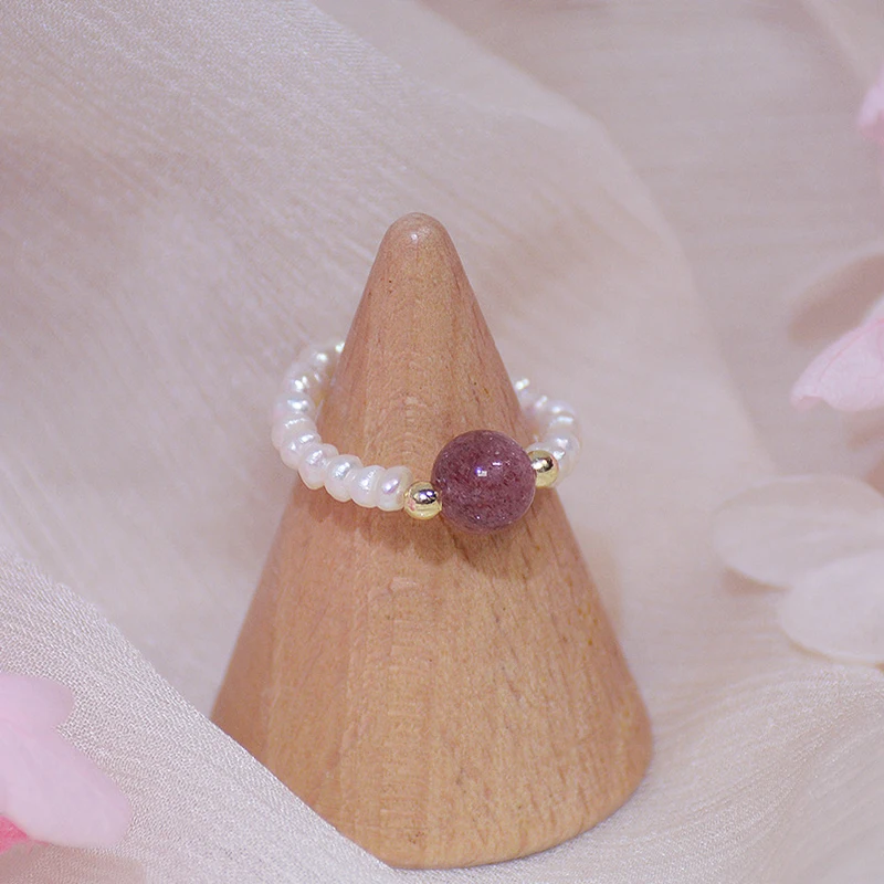 

Vintage Noble 14k Real Gold Jewelry Pearl Moonstone Rings for Women Adjustable Open Brilliant Zirconia Wedding Party Fine Gift