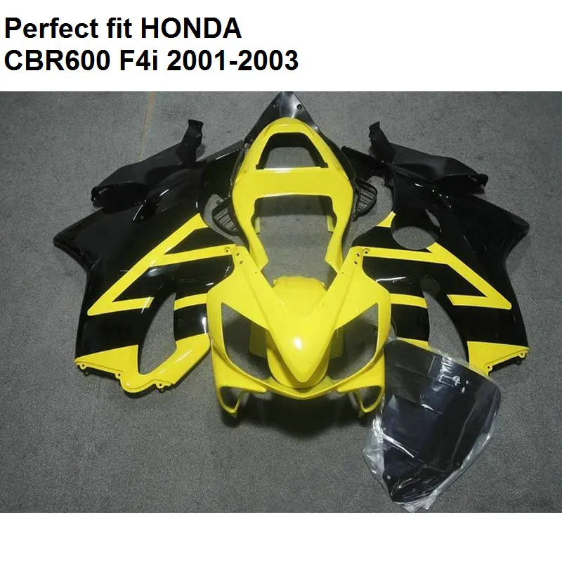 Литье под давлением обтекатель для Honda желтый черный CBR 600 F4i 01 02 03 обтекатели