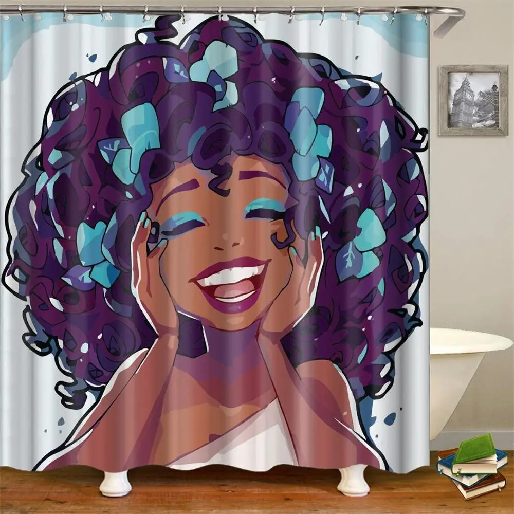 Занавеска для душа африканских женщин декоративная Черная Женская