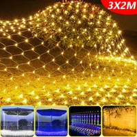 3x2m 1 5x1 5m 200led net mesh fairy string light for outdoor garden window curtain wedding holiday garland light