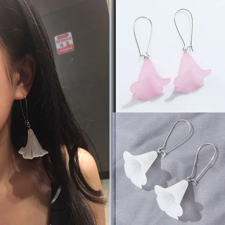 Минималистичные ретро серьги прозрачные несимметричные стерео гвоздики розовый