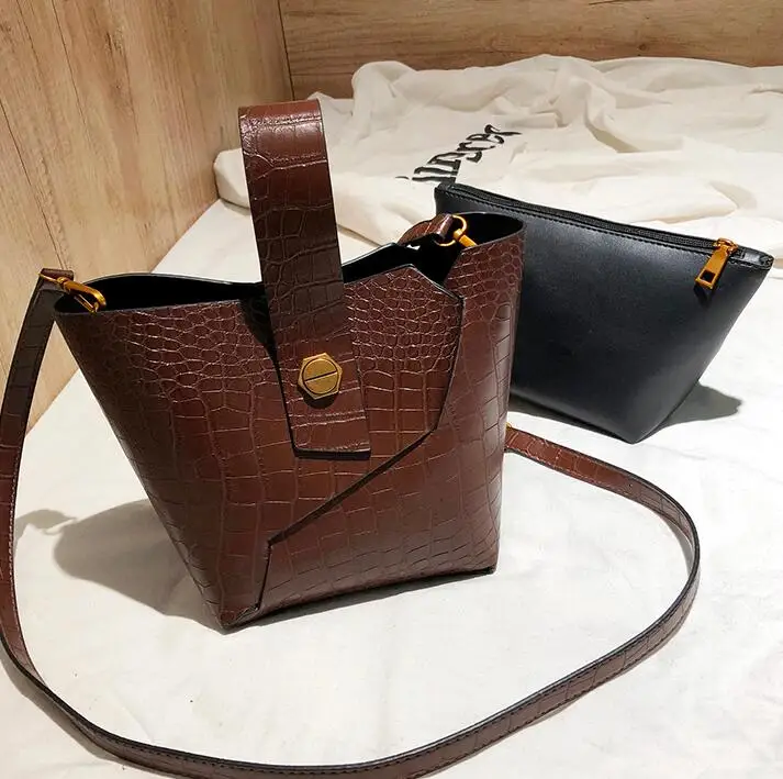 Dark Brown Винтажная модная новая качественная женская кожаная сумка, дизайнерская сумка из кожи аллигатора, сумка через плечо, женская сумка-тоут, горячая Распродажа - Цвет: Dark Brown