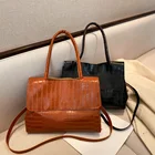 Повседневная вместительная сумка через плечо из кожи аллигатора, Женская однотонная сумка через плечо из искусственной кожи