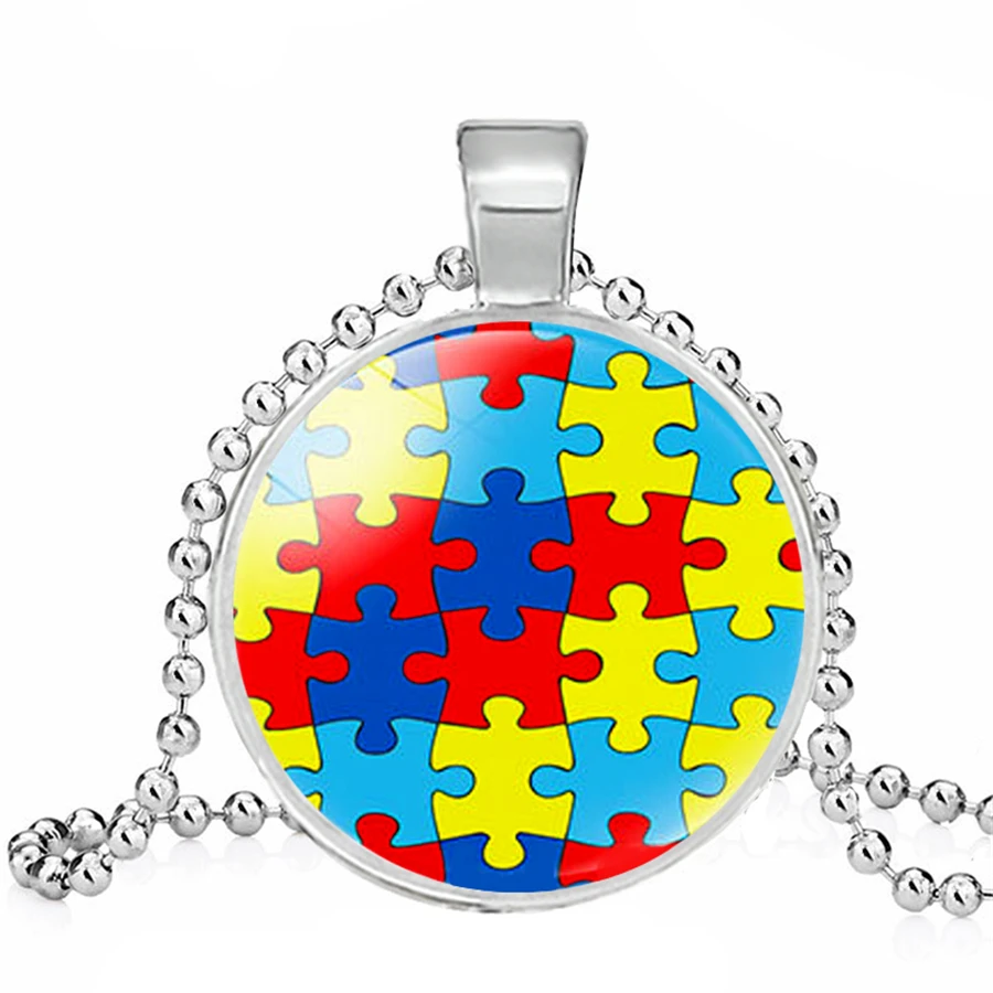 Новинка цветные ожерелья-головоломки с символами аутизма забота о аутизме