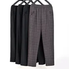 Новинка, осенне-зимние брюки для женщин среднего возраста, теплые бархатные прямые повседневные брюки с эластичным поясом, женские брюки, размеры 3XL, 5XL, M475