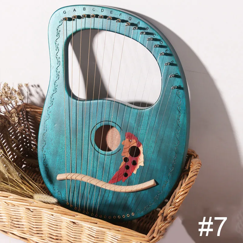 

High 16-Tone Log Lyre Portable Musical Instrument 16-Strings Solid Wood Veneer Lyre Stringed Instrument DOG88