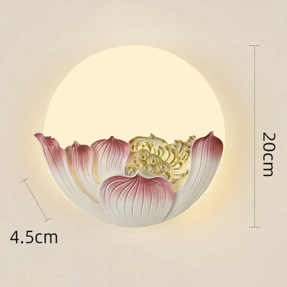 

Full Moon In Flower Chinese Style Wall Light Zen Acrylic Lotus Lamp Warm White Light Simplicity Indoor Lighting For Living Room