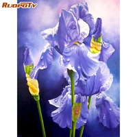 ruopoty irises frame oil painting by numbers flower modern wall art canvas picture by numbers handpainted calligraphy painting g