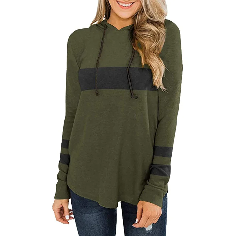 

Women Hoodies Sweatshirts Stripes Autumn Winter Plus Size Long Sleeve Harajuku Pullover Hoodies Female Casual Hooded Sweatshirt