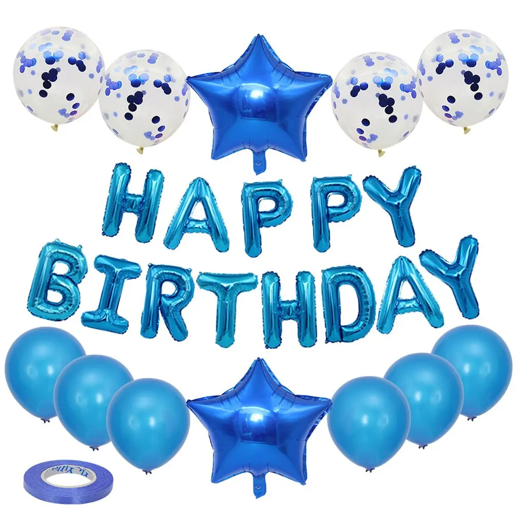 

25pcs Happy Birthday Balloons pearlescent Sequin Five-pointed Star Balloon Party Wedding Decoration Party Supplies For Home